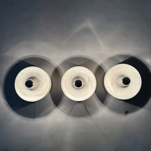 Ensemble de 3 appliques Staff Leuchten Disc, années 1970 Attribué à Charlotte Perriand pour Les Arcs