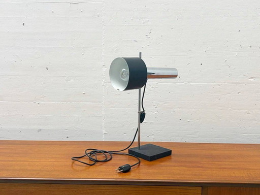 Table lamp with chrome frame and die-cast metal base, 1970s