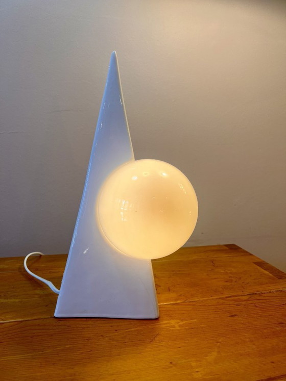 Image 1 of Ceramic Pyramid Lamp Delfts Wit Holland