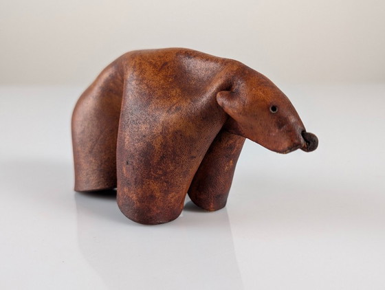Image 1 of Mid-Century Modern Folded Leather Bear Sculpture, Germany, 1960s