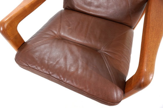 Image 1 of EMC teakhouten leren fauteuil, 1960