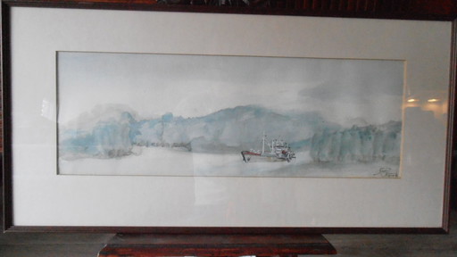 Aquarelle, signée oui:r.o. 19-10-1982, état neuf