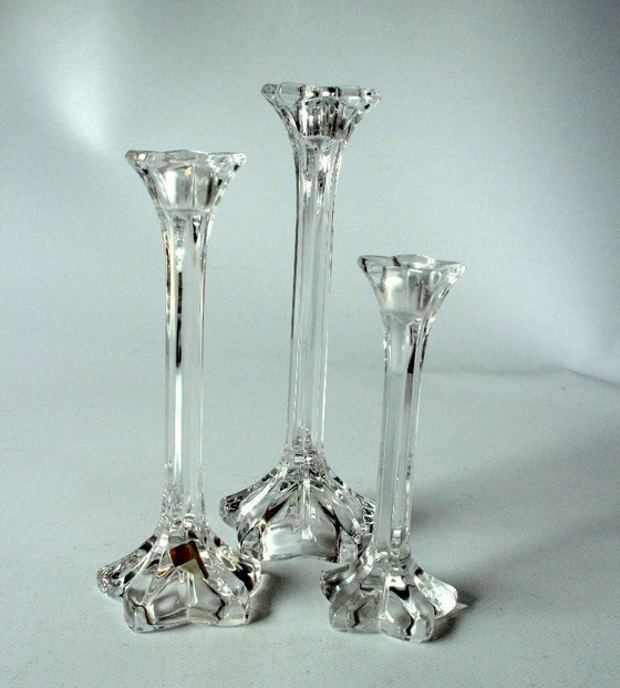 Image 1 of Set van 3 Nachtmann kandelaars van loodkristal - jaren 70