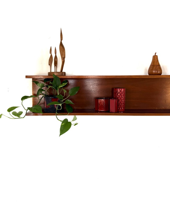Vintage XL (199cm) Teakhouten Wandplank, Jaren ‘60 – Wandkast, Wood (photo 4 of 13)