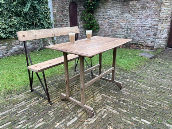 Banc vintage français avec dossier pour entrée ou jardin – Bancs de jardin, Wood, Iron (photo 18 of 19)
