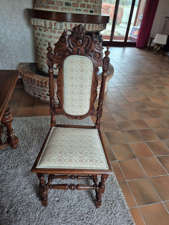 Image 1 of antique Henri II table (extendable) and 6 chairs