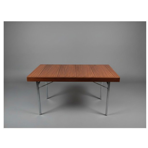 Pieter de Bruyne extendable dining table for AL Meubel / V-form - teak & chrome 1960s