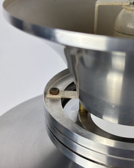 Image 1 of Danish Space Age UFO Brushed Aluminum Pendant Lamp Sputnik design Mid Century Modern 70s Industrial Minimalist 1970s Denmark