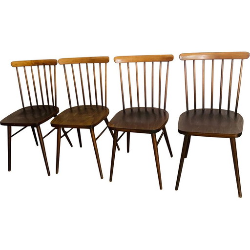 Set of 4 vintage Möbel chairs, brown