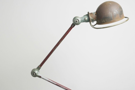 Image 1 of Vintage 1950s Jieldé Lamp Standard Industrial Wall Light, Two-Arm Early Model Riveted Label, French Factory Workshop Patina, 195