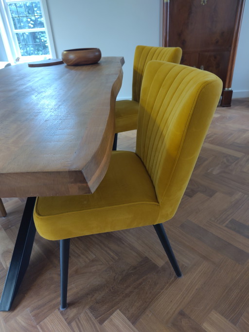 6 ochre yellow Goossens dining chairs (model Rob)ob)