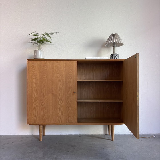 Image 1 of Vintage Danish wall cabinet- highboard oak