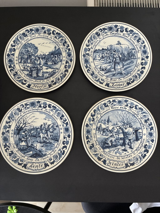 4 Getijden Delfsblauw Royal Goedewaagen – wanddecoratie, Ceramic