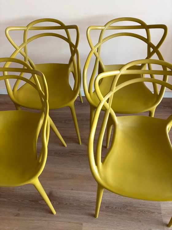 4 Kartell design chairs ocher yellow, Dining chairs, Plastic (photo 4 of 10)