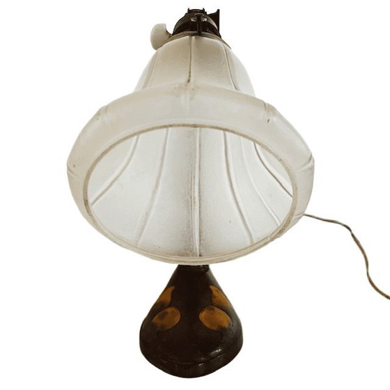 Image 1 of Lampe de bureau Art Nouveau antique en fer forgé, d.g.m.s., datée de 1910.