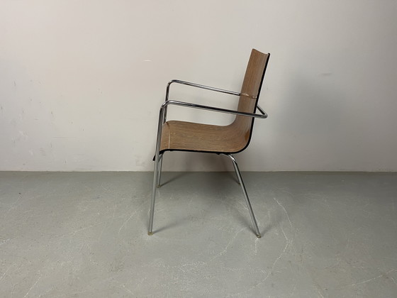 Set van zes mid-century moderne eetkamerstoelen van wengéhout, toegeschreven aan Thonet, Duitsland, jaren (photo 15 of 15)
