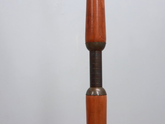Image 1 of Osvaldo Borsani adjustable floor lamp brass & cherry wood 1950s