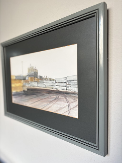 Original Industrial Watercolor Painting by Dorien Uitenboogaard (1987) – Framed (51x36cm)
