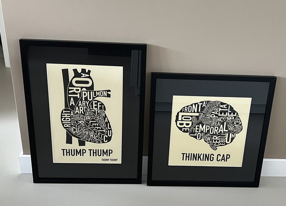 Image 1 of Typographic anatomical prints - Thinking cap & Thump thump
