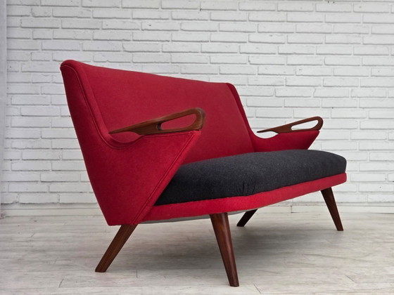 Image 1 of Sofá de dos plazas, diseño danés de Ch. F. Brodersen, década de 1960, retapizado.