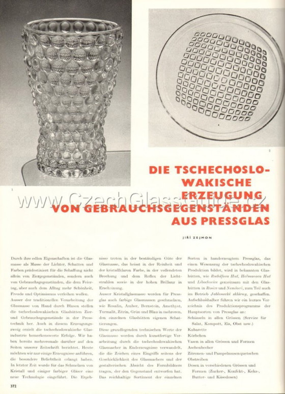 Image 1 of Mid-Century Clear Pressed Glass Vase by Jan Schmid, Rosice / 1961