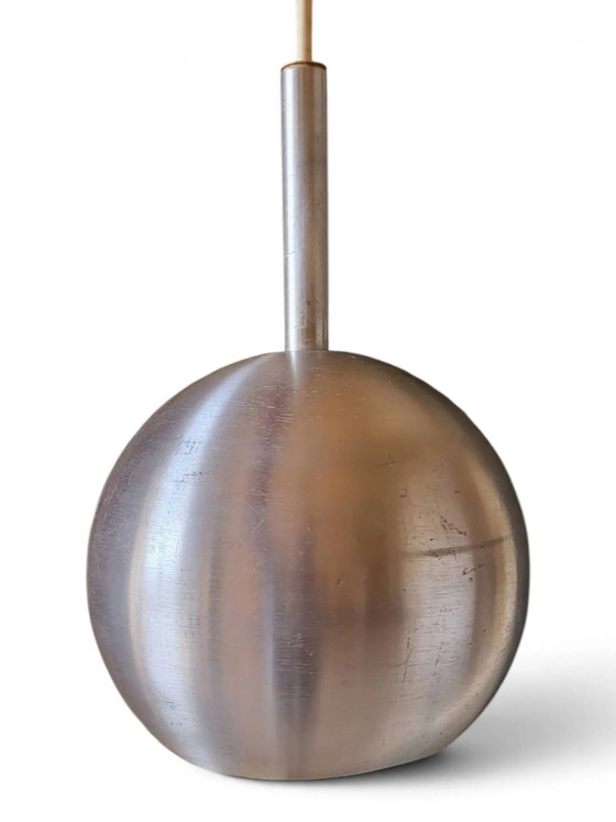 Pendant lamp "Eyeball" in brushed aluminium, Space Age (photo 4 of 12)