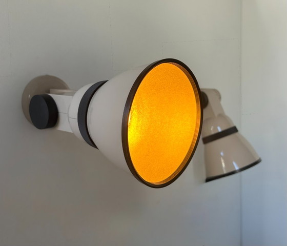 Image 1 of Coppia di applique regolabili vintage, metallo laccato beige, Lita France 1980