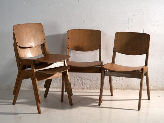 Vintage Thonet dining chairs (c.1950). Set of 4 pieces (photo 39 of 40)