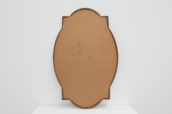 Image 1 of Grand miroir trapézoïdal en laiton et mosaïque de style vénitien du XXe siècle