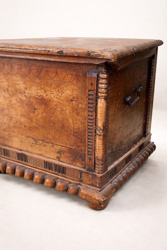 Image 1 of Antique carved wooden chest