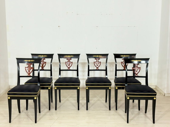 Image 1 of Set of 6 Biedermeier style chairs / vintage dining chairs / kitchen chairs