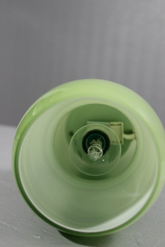 Image 1 of Ikea Vintage - "Kvintant" Lamp b9612 1990s Opaline White & Apple Green