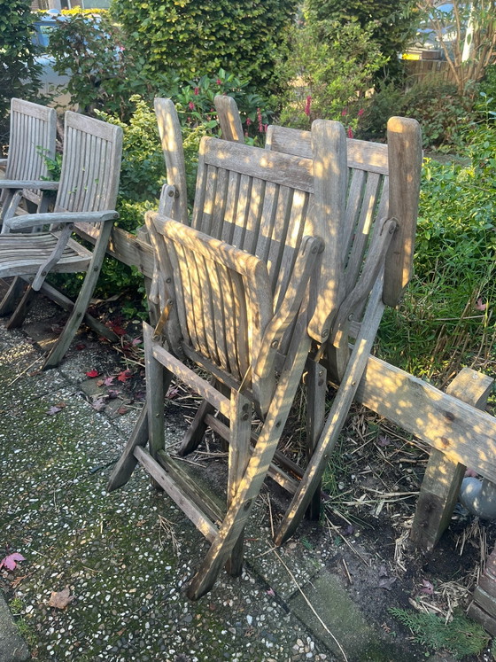 Set van 4 Hattersley houten tuinstoelen (photo 6 of 7)