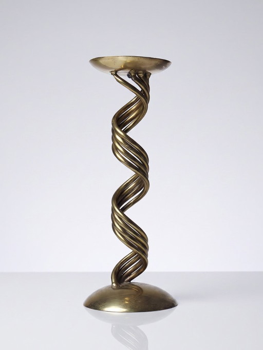 Bougeoir en laiton torsadé "Barley Twist" Mid-Century moderne, 1950-1970