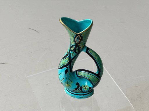 Hand-painted ceramic vase by Azouz Kharraz, Bizerte, Tunisia, 1980s