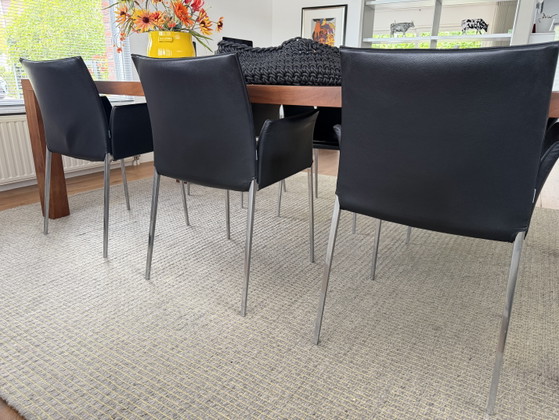 6x Zanotti Lia eetkamerstoelen met armleuning zwart – Zanotta, Leather, Metal (photo 8 of 15)