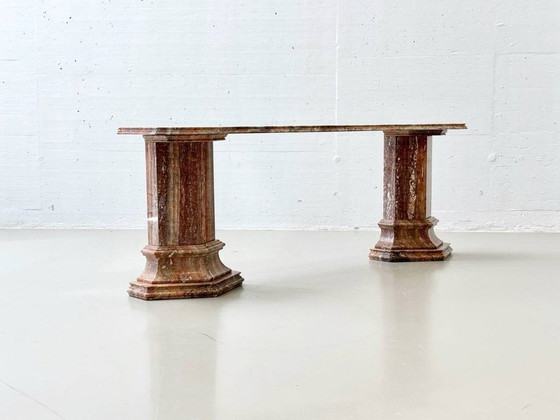 Image 1 of Consolle in marmo rosso-marrone con superficie lucida, Italia
