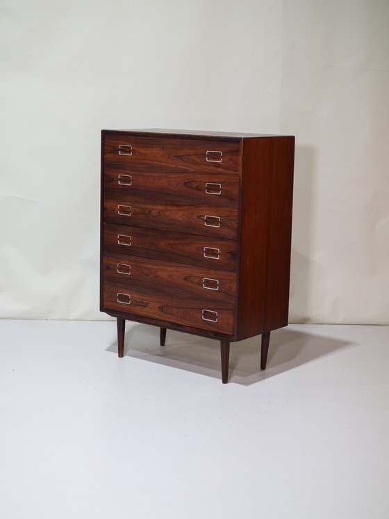 Image 1 of Tall Chest of Drawers Danish Vintage Rosewood Metal