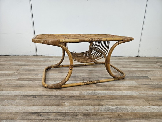 Rattan-Couchtisch, Gartentische, Braun, Vintage (Foto 3 von 10)