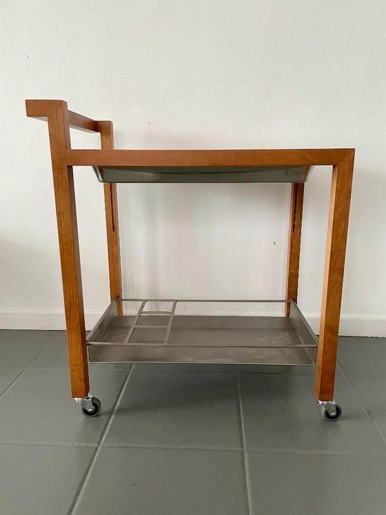 Image 1 of Chariot de bar vintage au design scandinave avec glacière intégrée en métal