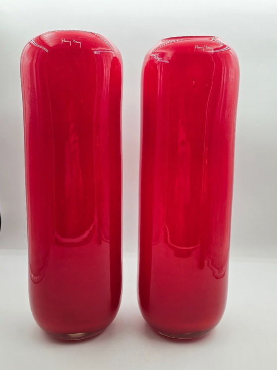 Image 1 of Henry Dean, jarrones de diseño XL en rojo brillante, firmados