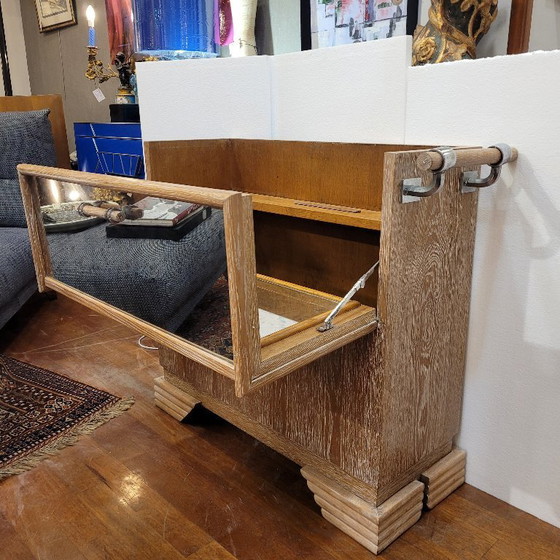 Image 1 of Meuble bar style Art déco, bois de chêne, années 80 – France