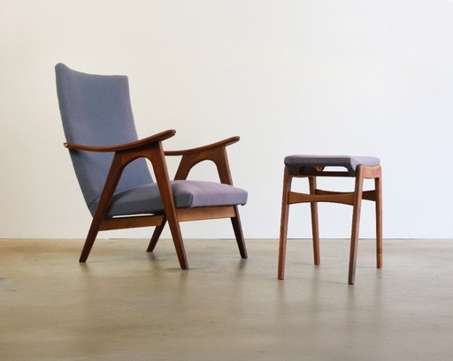 Fauteuil et ottoman vintage milieu du siècle, style lounge, milieu du siècle.