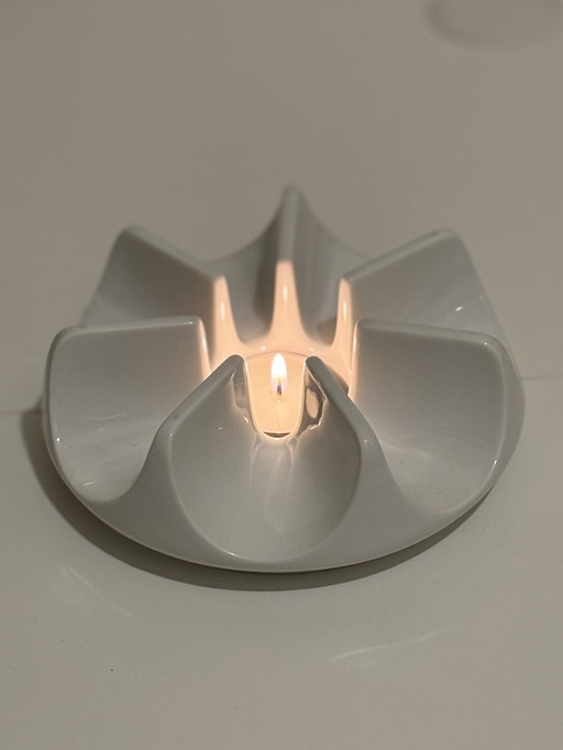 Calentador de tetera Arzberg Rechaud, portavelas de porcelana blanca