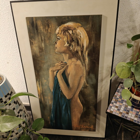 Image 1 of Pannello decorativo vintage anni '70 con ritratto di Raffaello | Arte murale di metà secolo