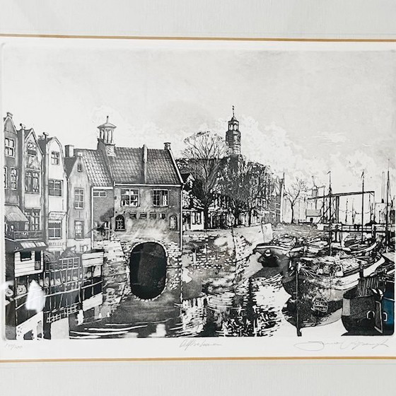 Image 1 of Jan van Rijsewijk ha firmato l'incisione "Porto di Delft" degli anni '60