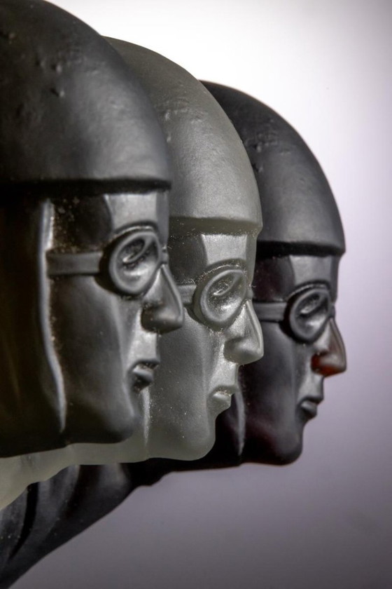 Image 1 of Set di tre sculture in vetro, Heinrich Hoffmann, anni '30