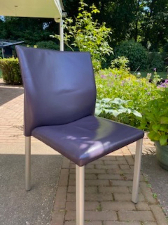 4 Leolux Myto Esszimmerstühle – Leather, Metal (photo 5 of 6)
