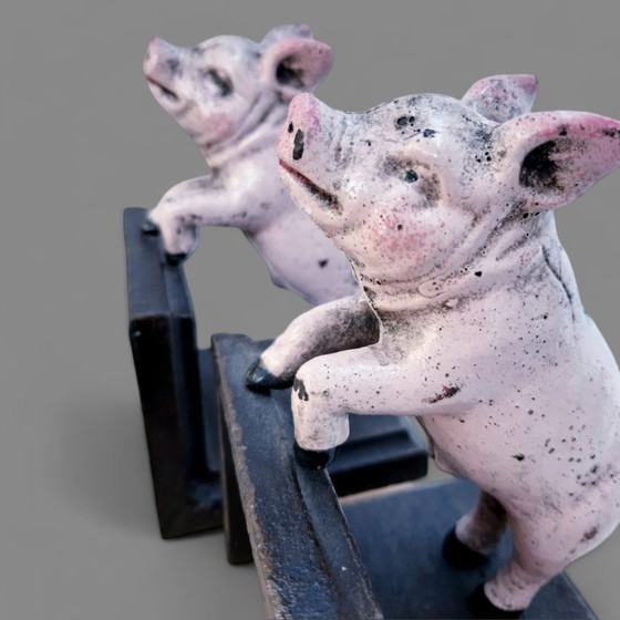 Image 1 of Ensemble de serre-livres en fonte en forme de cochon