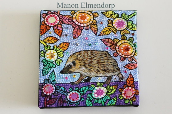 Image 1 of incl. Donkey: Unique Hand-Painted Hedgehog Painting